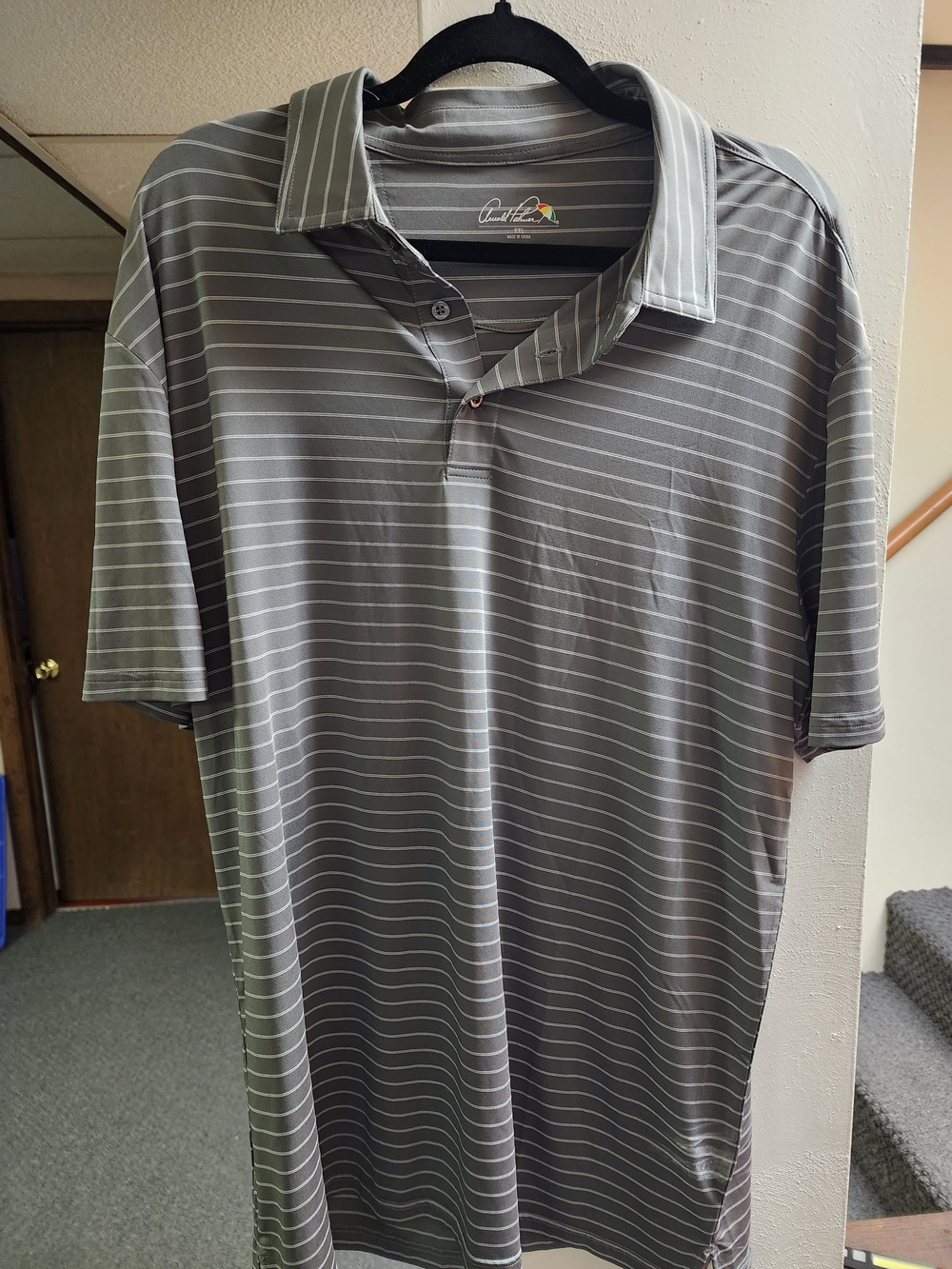 Arnold Palmer Xl Gray Striped Polo Shirt